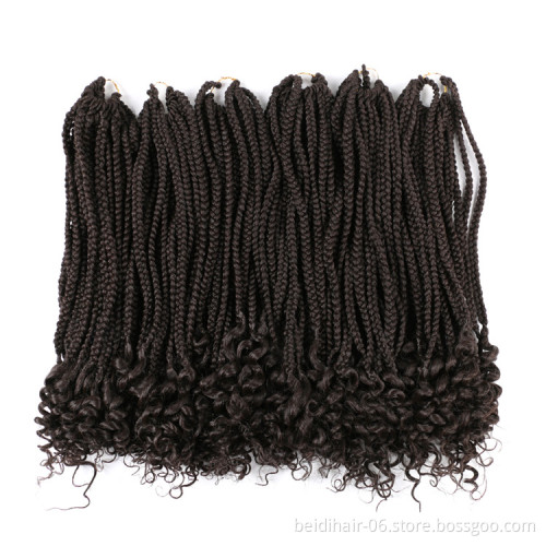 Factory Wholesale Box Braids Crochet Twist Hair Braids with Curly Ends Synthetic Goddess Faux Locs Braids